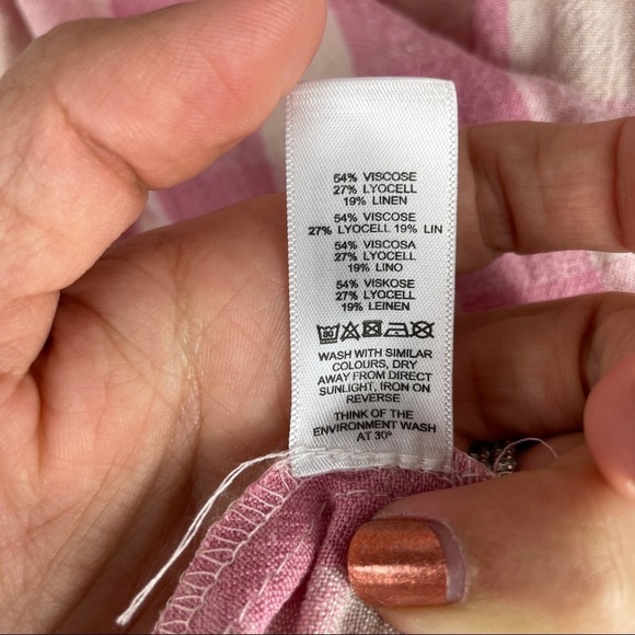 ASOS Swim Pink Gingham Print Shoulder Tie Beach Cover Up Mini Dress NWT Size 0 - Picture 9 of 10